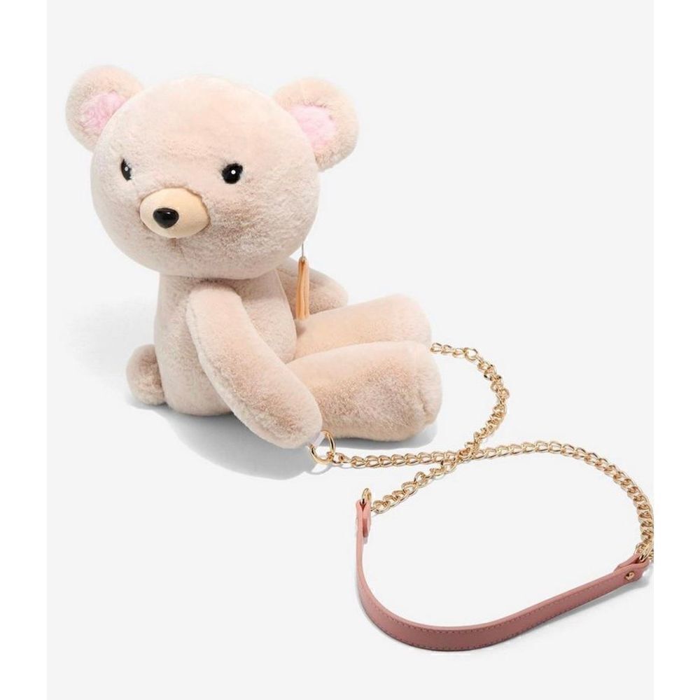 Teddy Bear Hugging Plush Crossbody Bag